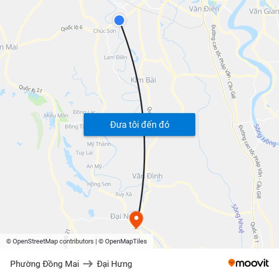 Phường Đồng Mai to Đại Hưng map