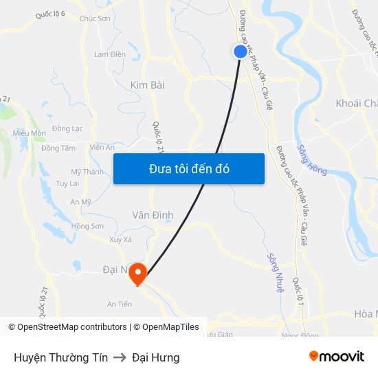 Huyện Thường Tín to Đại Hưng map