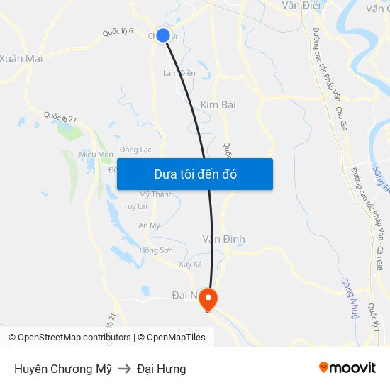 Huyện Chương Mỹ to Đại Hưng map