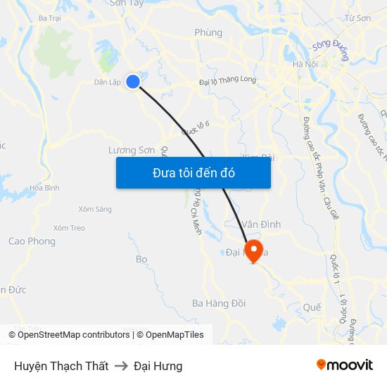 Huyện Thạch Thất to Đại Hưng map