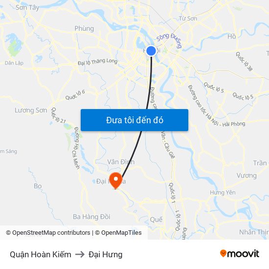 Quận Hoàn Kiếm to Đại Hưng map