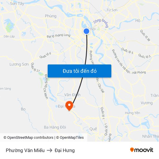 Phường Văn Miếu to Đại Hưng map
