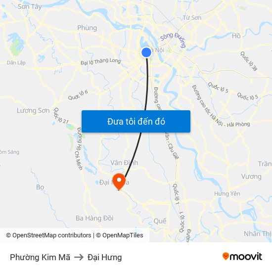 Phường Kim Mã to Đại Hưng map