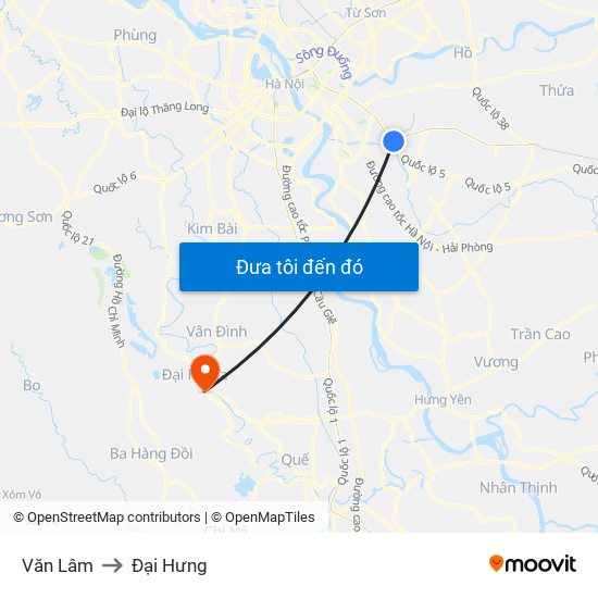 Văn Lâm to Đại Hưng map