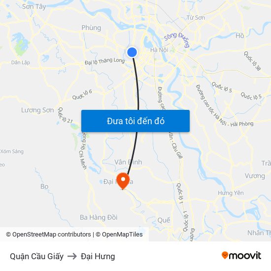 Quận Cầu Giấy to Đại Hưng map
