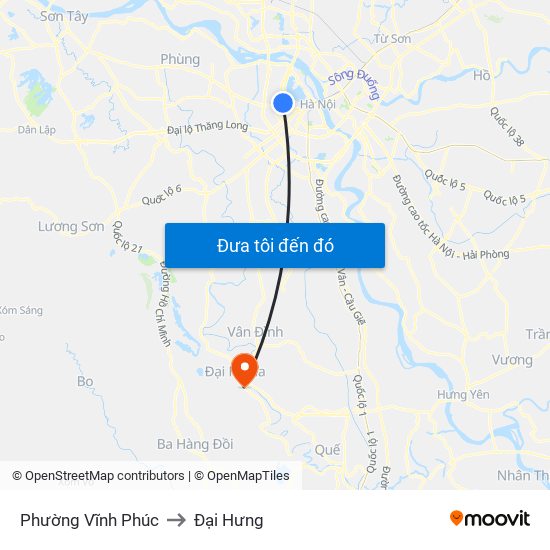 Phường Vĩnh Phúc to Đại Hưng map