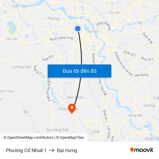 Phường Cổ Nhuế 1 to Đại Hưng map