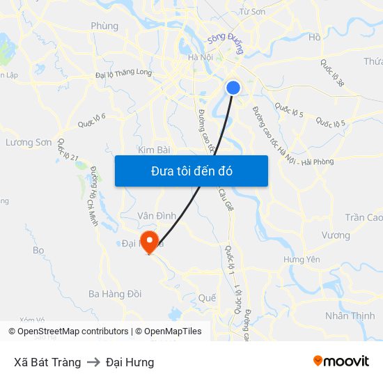 Xã Bát Tràng to Đại Hưng map