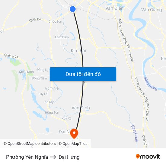 Phường Yên Nghĩa to Đại Hưng map