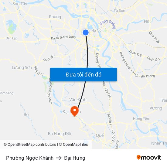 Phường Ngọc Khánh to Đại Hưng map
