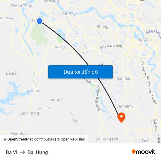 Ba Vì to Đại Hưng map