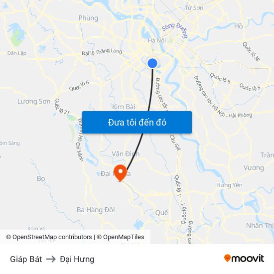 Giáp Bát to Đại Hưng map