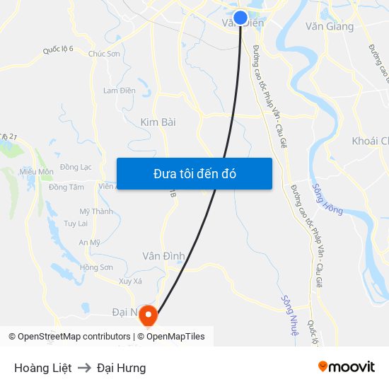 Hoàng Liệt to Đại Hưng map