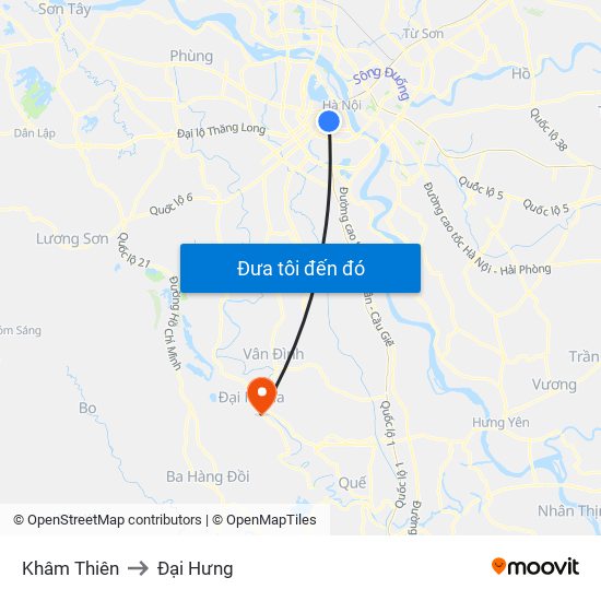 Khâm Thiên to Đại Hưng map
