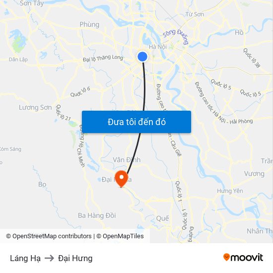 Láng Hạ to Đại Hưng map