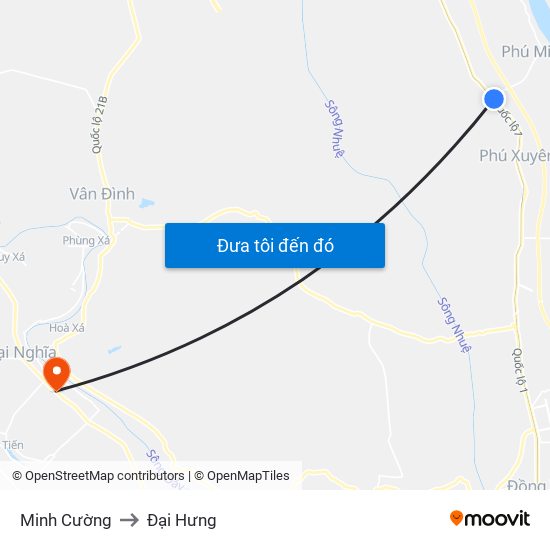 Minh Cường to Đại Hưng map