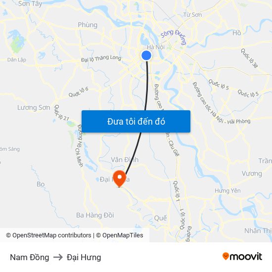 Nam Đồng to Đại Hưng map