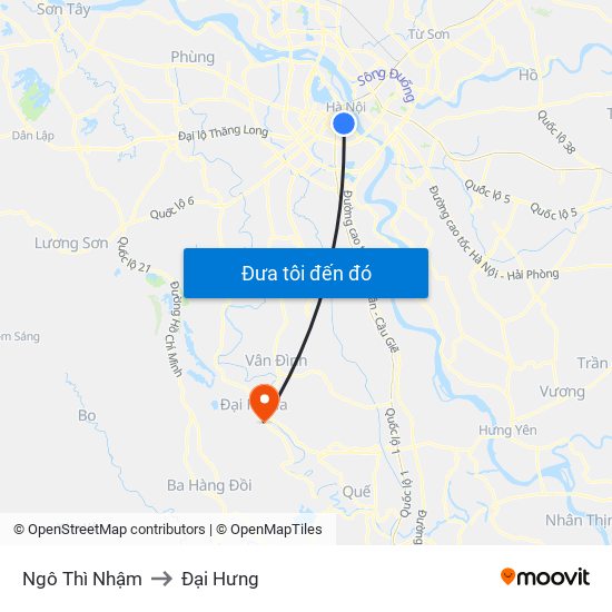 Ngô Thì Nhậm to Đại Hưng map