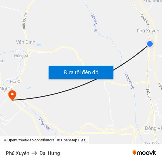 Phú Xuyên to Đại Hưng map