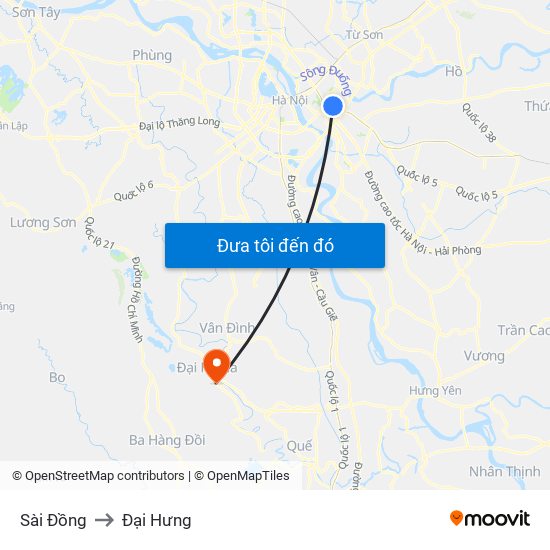 Sài Đồng to Đại Hưng map