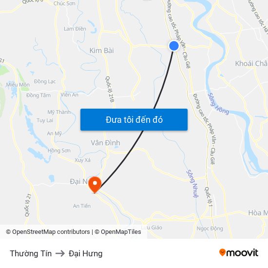 Thường Tín to Đại Hưng map