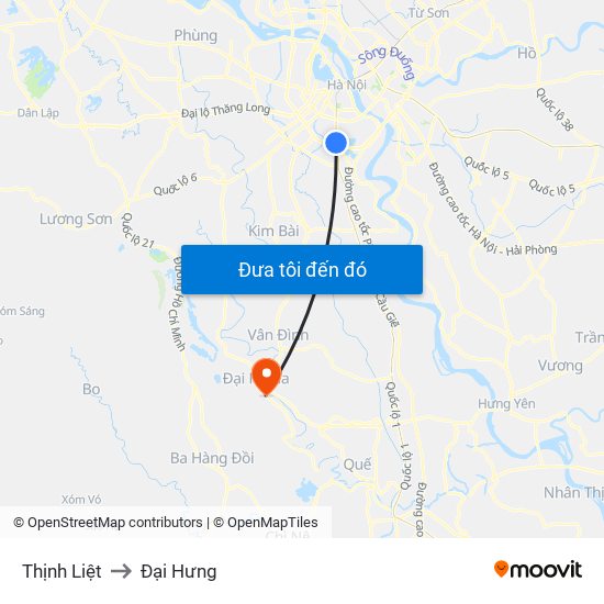 Thịnh Liệt to Đại Hưng map