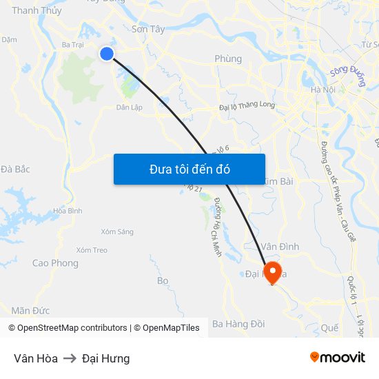 Vân Hòa to Đại Hưng map