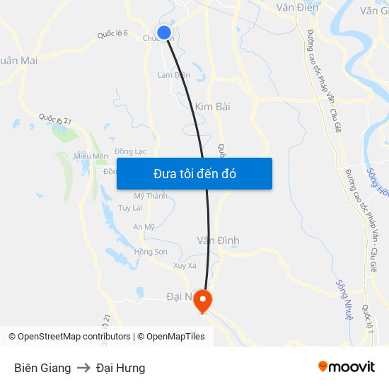 Biên Giang to Đại Hưng map
