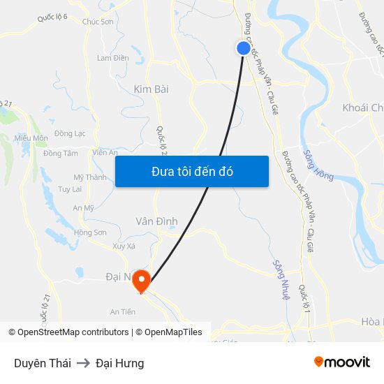 Duyên Thái to Đại Hưng map