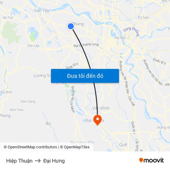 Hiệp Thuận to Đại Hưng map