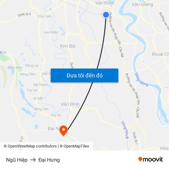 Ngũ Hiệp to Đại Hưng map