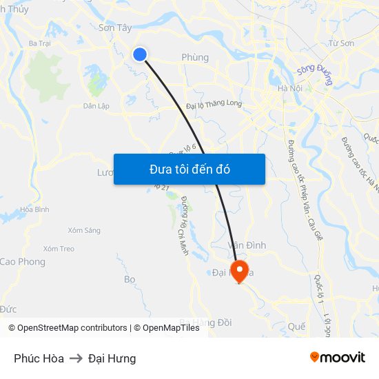 Phúc Hòa to Đại Hưng map