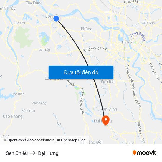 Sen Chiểu to Đại Hưng map