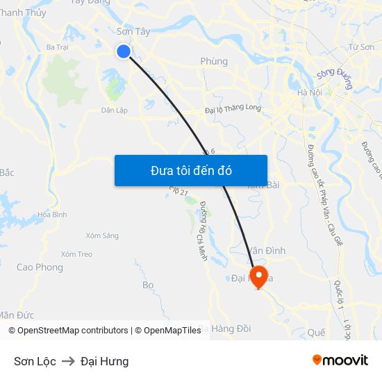 Sơn Lộc to Đại Hưng map