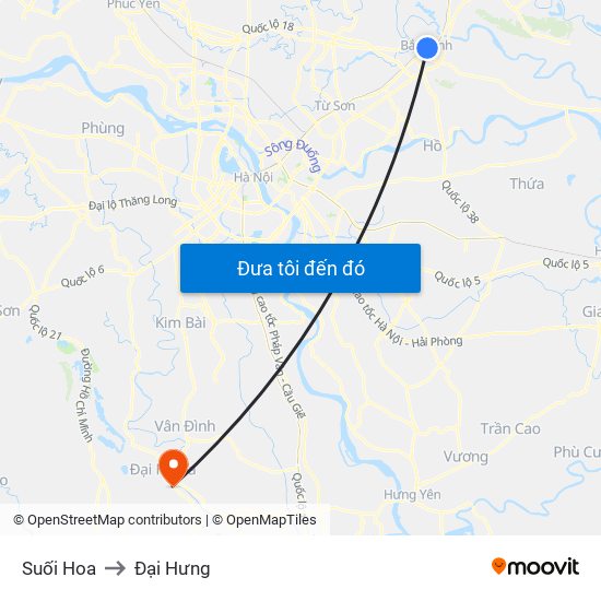 Suối Hoa to Đại Hưng map