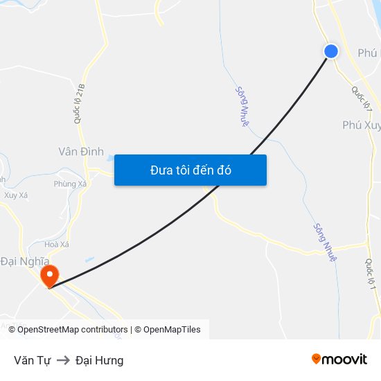 Văn Tự to Đại Hưng map