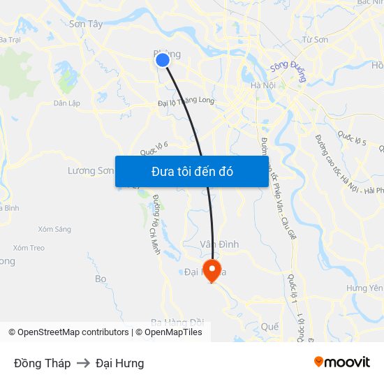 Đồng Tháp to Đại Hưng map