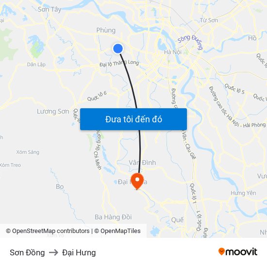 Sơn Đồng to Đại Hưng map