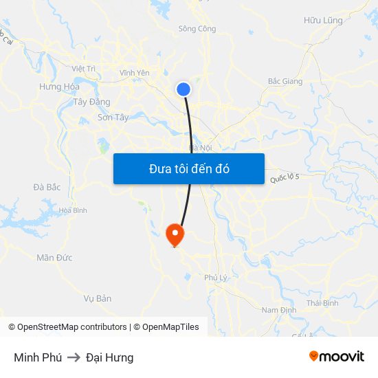 Minh Phú to Đại Hưng map