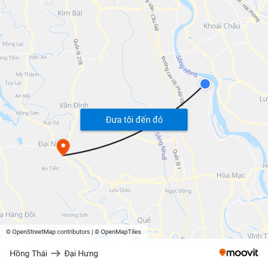 Hồng Thái to Đại Hưng map