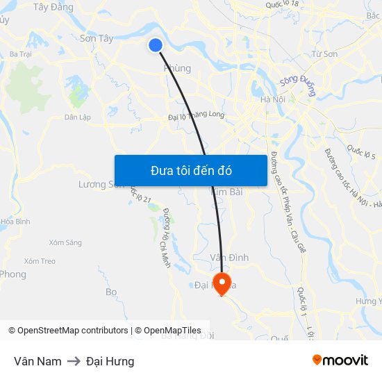 Vân Nam to Đại Hưng map