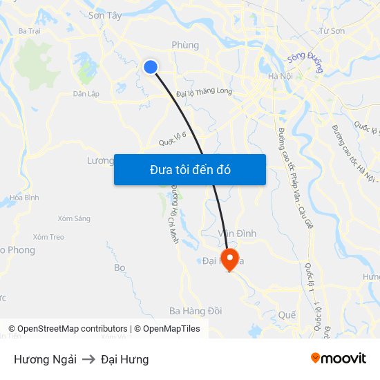 Hương Ngải to Đại Hưng map