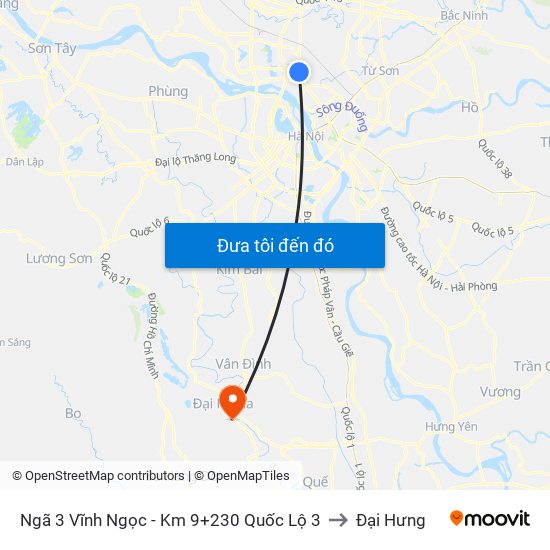 Ngã 3 Vĩnh Ngọc - Km 9+230 Quốc Lộ 3 to Đại Hưng map