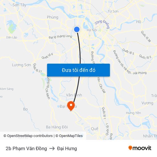 2b Phạm Văn Đồng to Đại Hưng map