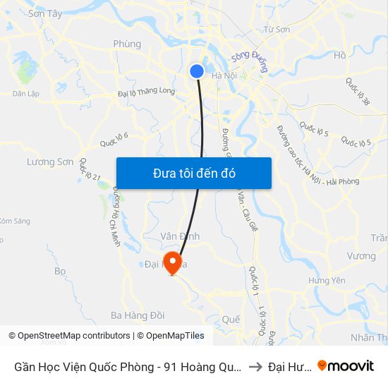 Gần Học Viện Quốc Phòng - 91 Hoàng Quốc Việt to Đại Hưng map