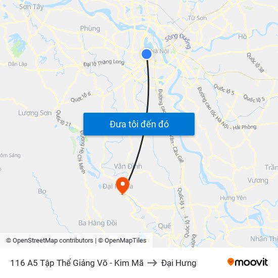 116 A5 Tập Thể Giảng Võ - Kim Mã to Đại Hưng map