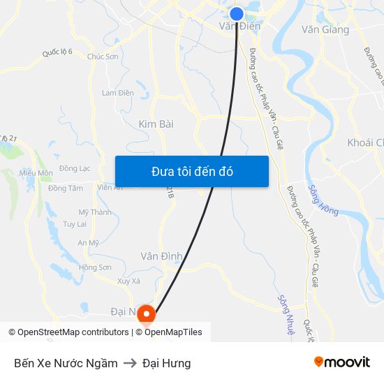 Bến Xe Nước Ngầm to Đại Hưng map