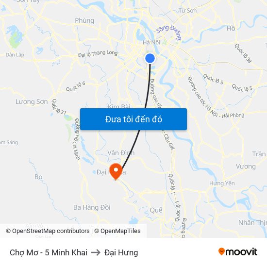 Chợ Mơ - 5 Minh Khai to Đại Hưng map
