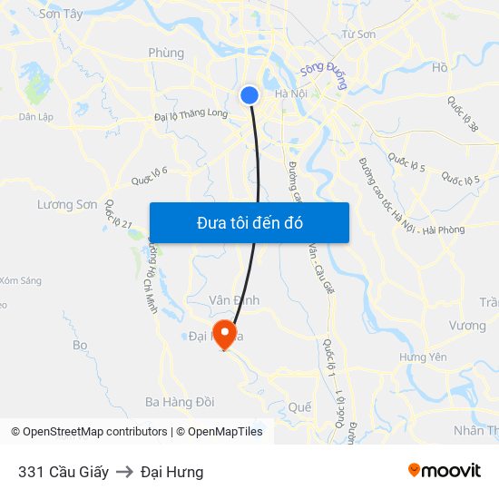 331 Cầu Giấy to Đại Hưng map