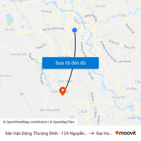 Sân Vận Động Thượng Đình - 129 Nguyễn Trãi to Đại Hưng map